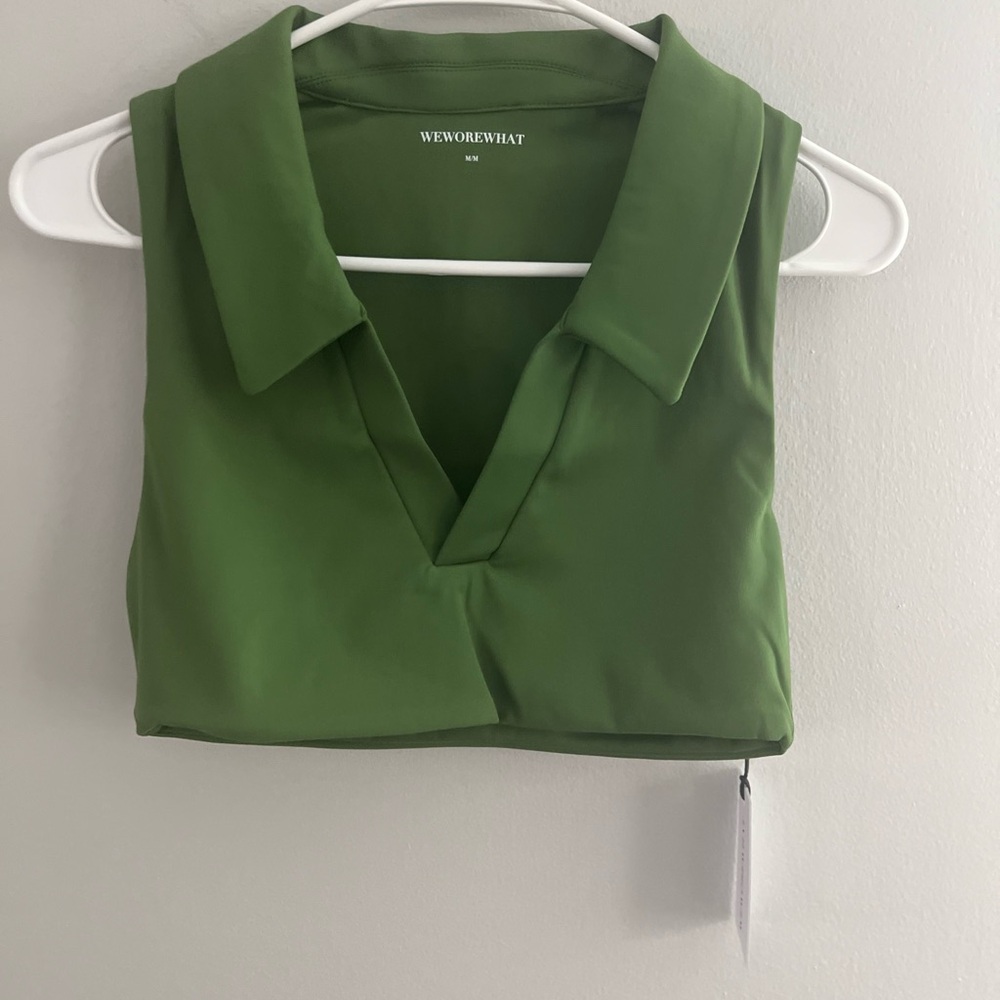 We Wore What Womens Polo Bra Medium‎ Court Green NWT
